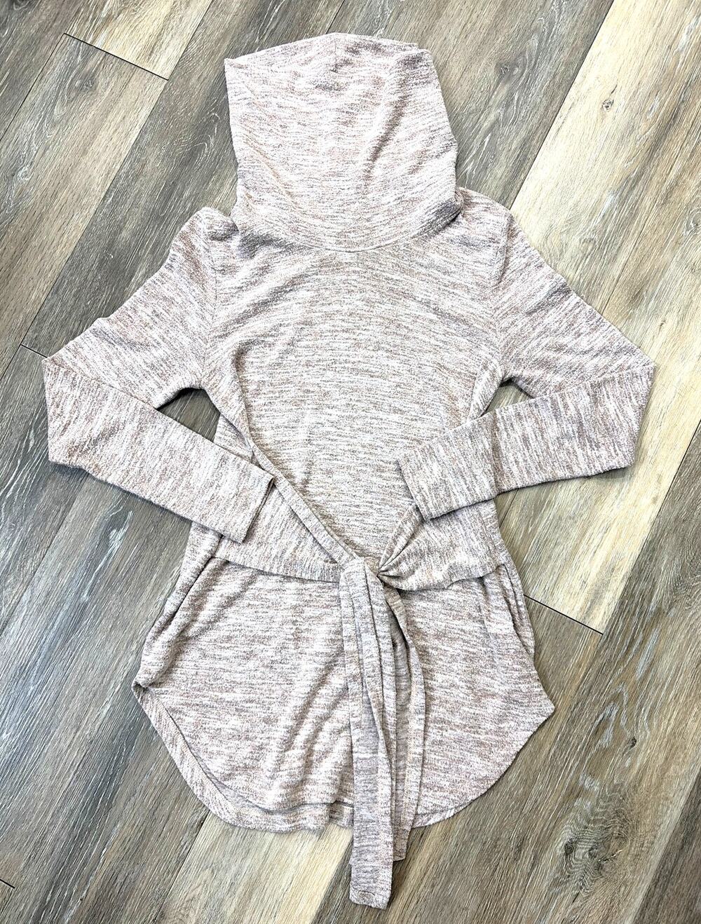 Anthropologie Sunday in Brooklyn Hooded Tie Waist Tunic Top Heather XS